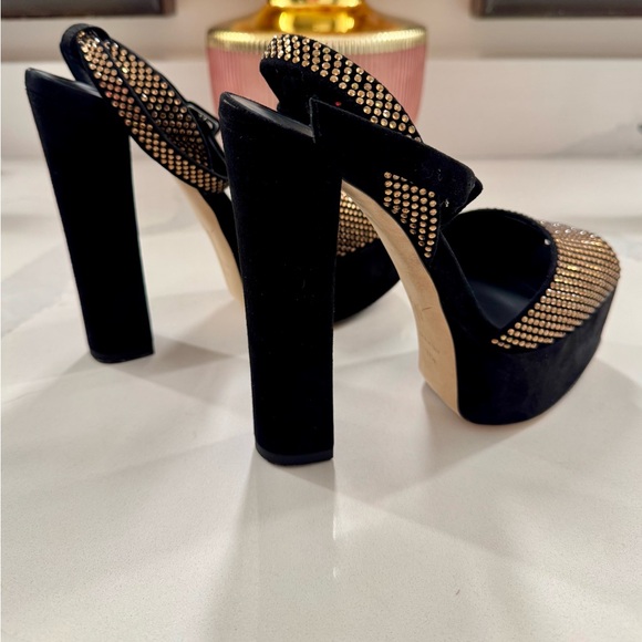 Giuseppe Zanotti Black Heels with Gold Studs